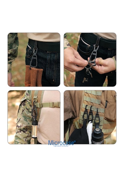 Microcase Taktik Askı Klipsi Dağcılık Ve Kamp Karabinasi Pantolon Kemeri Ve Sırt Çantası İçin Çok Amaçlı Tutucu Kanca 2 Adet - Al5882
