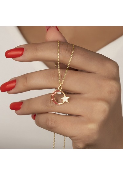 925 Ayar Gold Mineli Ayyıldız Kolye