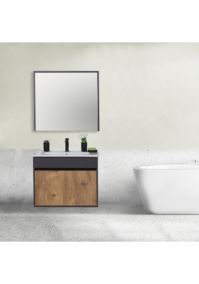 Aras Tk. Asma Alt+üst+lavabo Antrasit/atlantik Çam 55 Cm