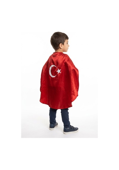 Çlm Store Türk Bayraklı Ayyıldızlı Pelerin Kırmızı Kırmızı