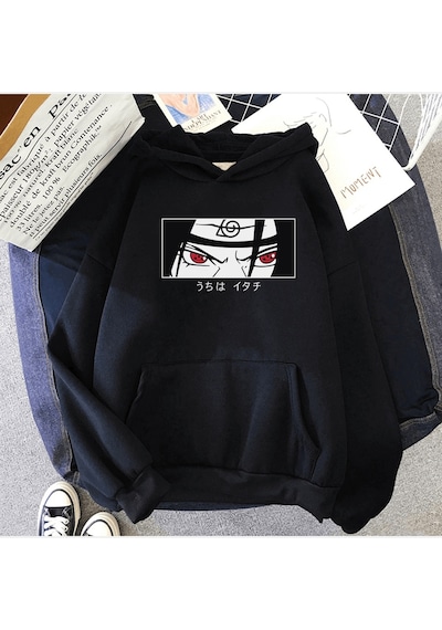 Uchiha İtachi Sharingan Eyes Kapşonlu Sweatshirt 001
