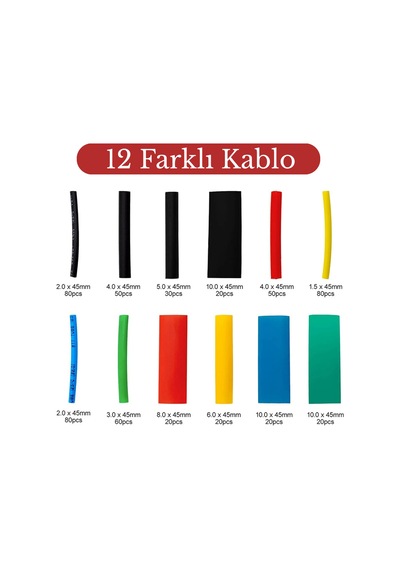 560 Parça Kablo Hasar Tamir Paketi Isıyla Daralan Renkli Makaron Seti Yalıtım Koruma Kit