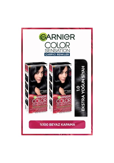 2'li Garnier Çarpıcı Renkler Saç Boyası 1.0 Ekstra Yoğun Siyah pkt1sacboyacarprenk-10640