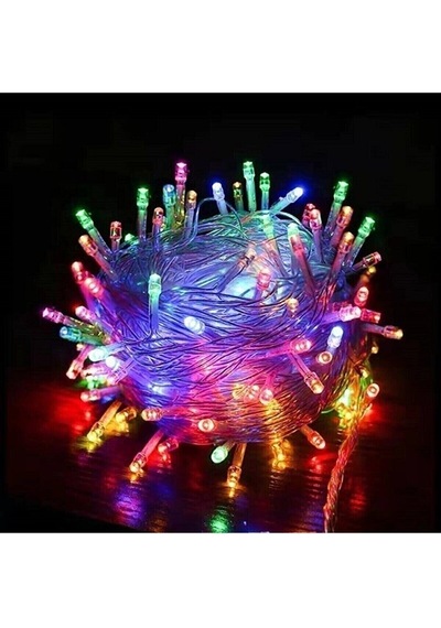 Mor Renk Yılbaşı Ağacı Doğum Günü Parti Led Işık 8 Animasyonlu 100 Ledli 10 Metre Fişli - Rgb 4 Renk Karışık