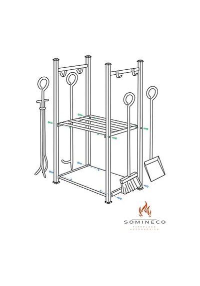 Somıneco 5 Li Ithal Metal Odunluk Raflı Şömine -soba Maşa Takımı Aksesuar Seti Ss-001