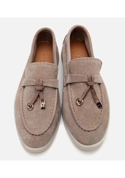 Hotiç Kadın Süet Deri Bej Klasik Loafer