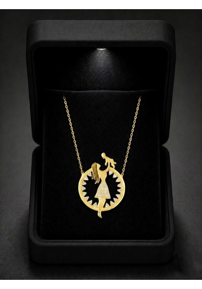 Çekirdekjewelry Işıklı Hediye Kutulu 925 Ayar Gümüş Anne Çocuk Kolye Zirkon Taşlı Kadın Kolye Sarı Çekirdekjewelry Işıklı Hediye Kutulu 925 Ayar Gümüş Anne Çocuk Kolye Zirkon Taşlı Kadın Kolye Sarı