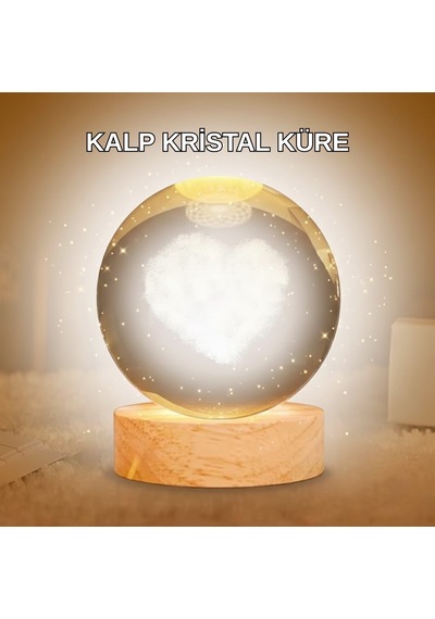 Kalpli Led Işıklı Cam Küre Büyük Boy Kristal Tasarım Mh-hs7997-4549