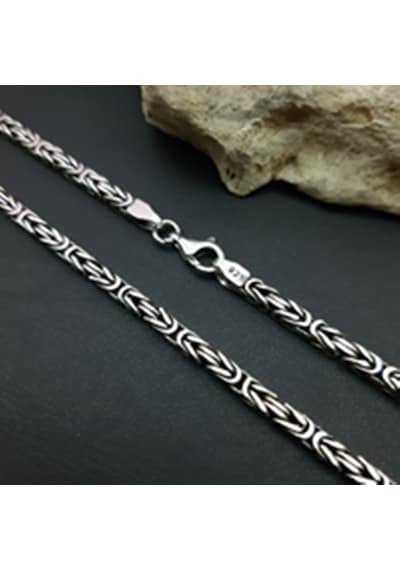 925 Ayar Gümüş Kare Kral Kolye 3.3 Mm Gümüş