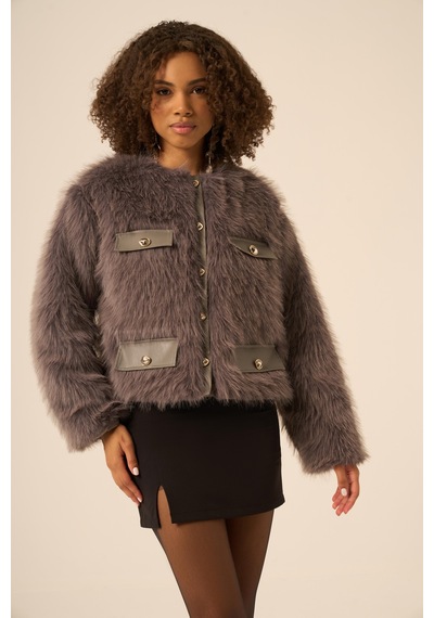 Ftz Women Kadın Peluş Mont Füme 31241 Füme