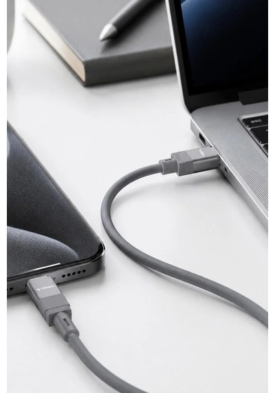 Teknik Parça Aktarım Ucu Telefon Aksesuar Şarj Kablosu Type-c To Lightning Data Kablo U18 Gri