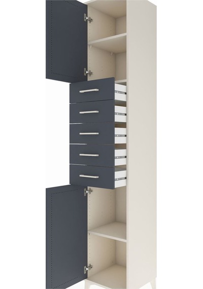 Hyperion Dolap 3 Raflı 5 Çekmeceli 2 Kapaklı 44x44x243 Aytaşı-antrasit Aytası