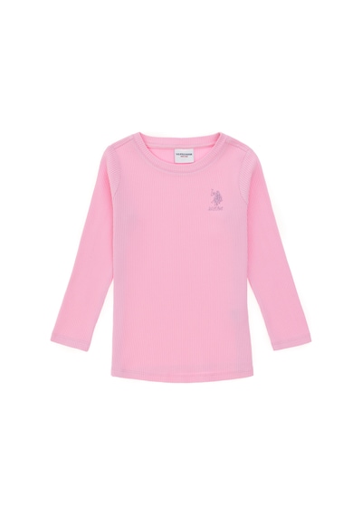 U.S. Polo Assn. Kız Çocuk Pembe Bisiklet Yaka Sweatshirt 50298174-VR041