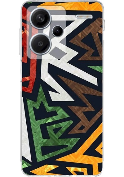 Xiaomi Redmi Note 13 Pro Plus Uyumlu Kamera Korumalı Soyut Grafiti Tasarımlı Kılıf Şeffaf