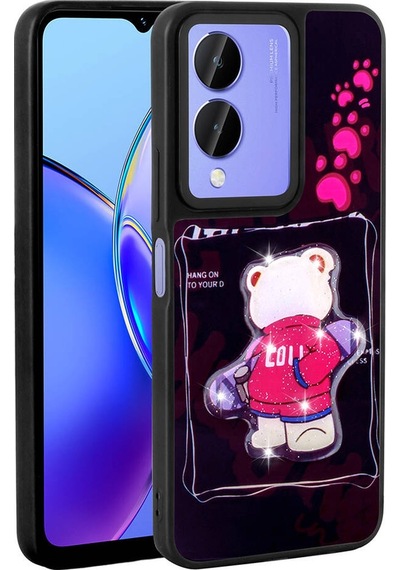 Vivo Y17s İle Uyumlu Kılıf Parlayan Kabartmalı İkonik Figürlü Silikon Kapak