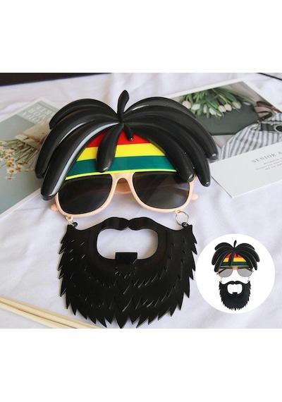 Rasta Peruklu Rasta Sakallı Bob Marley Bıyıklı Parti Gözlüğü 27x18 Cm 1