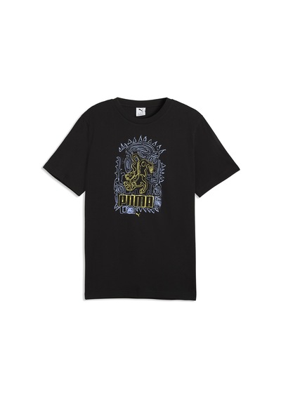 Puma Graphic Erkek Siyah Günlük Stil T-shirt 63444101 Siyah