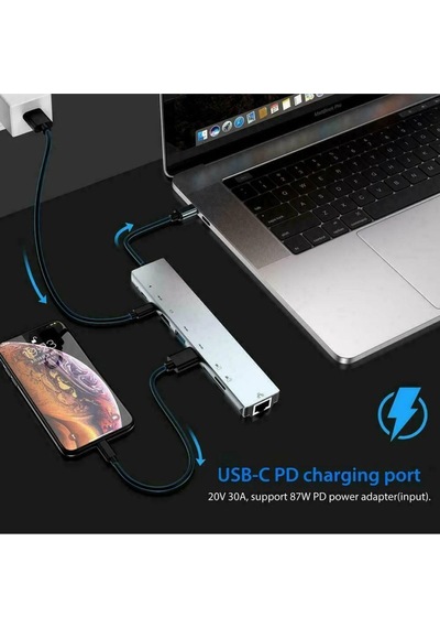 Usb Type-c Hub Dönüştürücü Çevirici Çoklayıcı Usb Hdmı Micro Sd 8