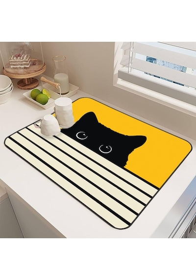 Viva Home Yıkanabilir Bulasik Kurutma Mati Kurulama Bezi Kurutma Örtüsü Tezgah Üstü Bulaşıklık 40x50 Cm, Sarı Diğer