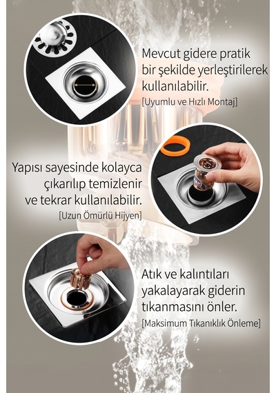 Çekvalfli Gider Adaptörü Koku Geri Akış Önleyici Silikon Lavabo Banyo Mutfak Gider Tapası