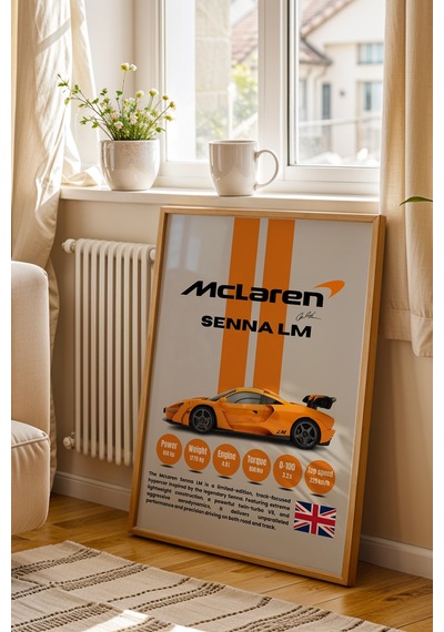 Mclaren Senna Lm Tablo - Teknik Özellikli Hiper Araba Poster - Çerçeveli Duvar Dekoru Kayın