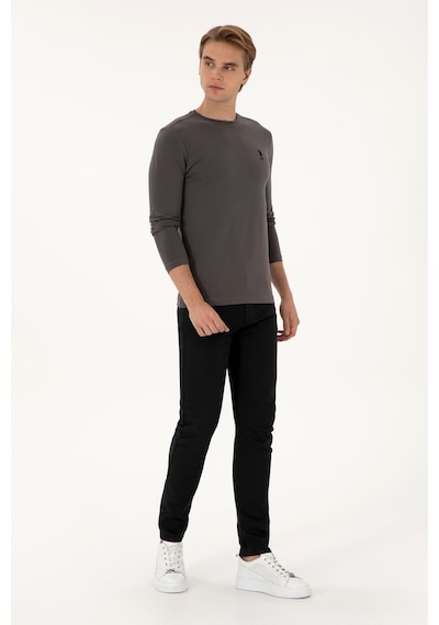 U.S. Polo Assn. Erkek Slim Fit Bisiklet Yaka Gri Basic Sweatshirt 50307762-VR024