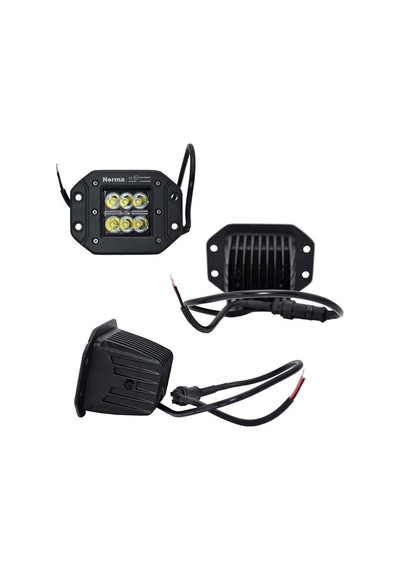 12V-24V ÇALIŞMA LAMBASI KARE GÖMME TİP 6 X 3W POWER LEDLİ BEYAZ (80*74*72)