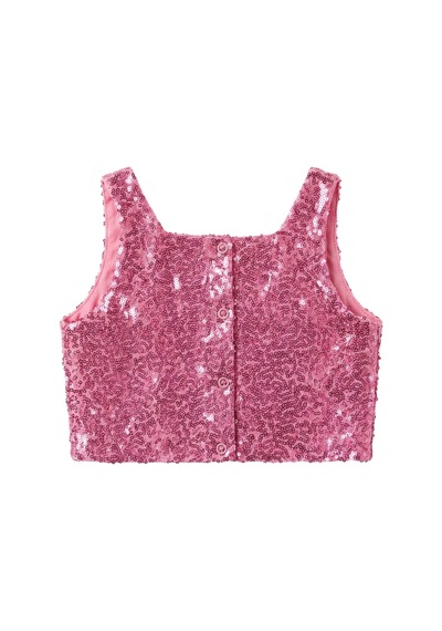 Le Mabelle Fuşya Kare Yakalı Pullu Kız Çocuk Kolsuz Crop Bluz - Cintia Fuşya