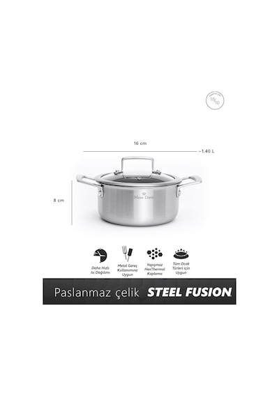 Maxx Doria Steel Fusion Jr 6 Parça Tencere Takımı Pa3040 Gri