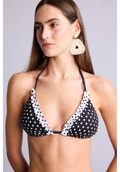 Defacto Regular Fıt Puantiyeli Siyah Bikini Üstü G4000ax26smbk81 Siyah-bk81