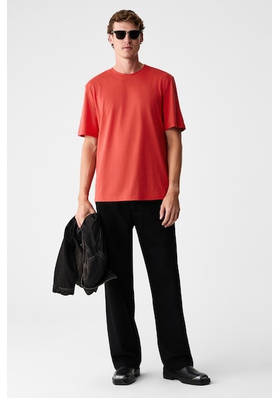 Grımelange Mocassın Erkek %100 Pamuk Baskılı Relaxed Fit Yuvarlak Yaka Kısa Kollu Kırmızı T-shirt KIrmızı