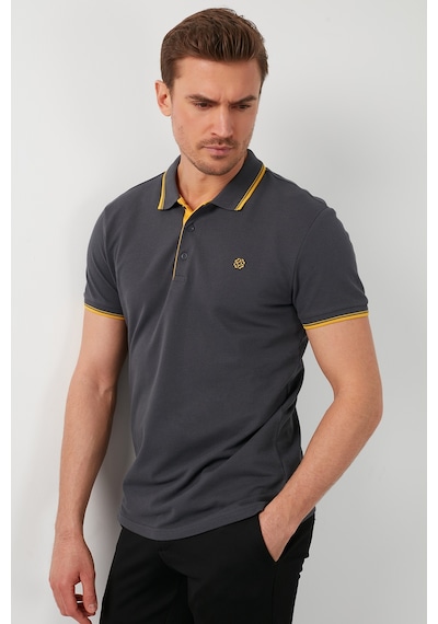 Buratti Pamuklu Slim Fit Şerit Detaylı Düğmeli Polo Yaka 3'Lü Paket Erkek T Shirt 5902118S3 Siyah-Antrasit-Koyu Mavi