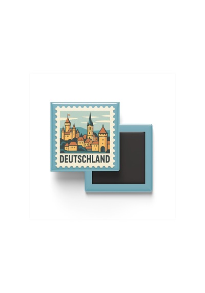 Buzdolap Magneti Almanya Berlin Renkli Posta Pulu Temalı - 9x9 Cm