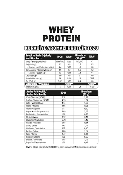 Whey Protein Tozu Kurabiye Aromalı 525 G X 4 Adet Kurabiye
