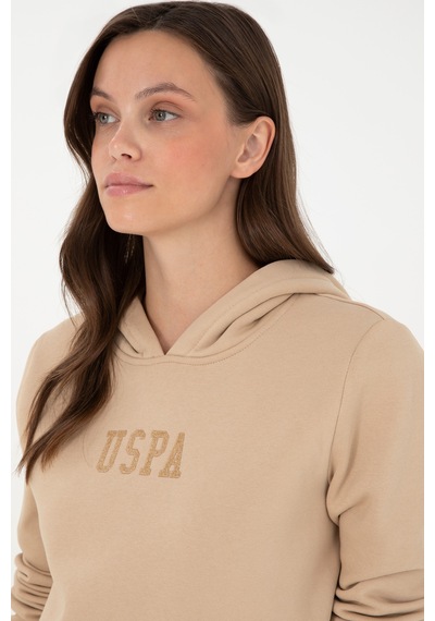 U.S. Polo Assn. Kadın Kum Basic Kapüşonlu Sweatshirt 50289536-VR085