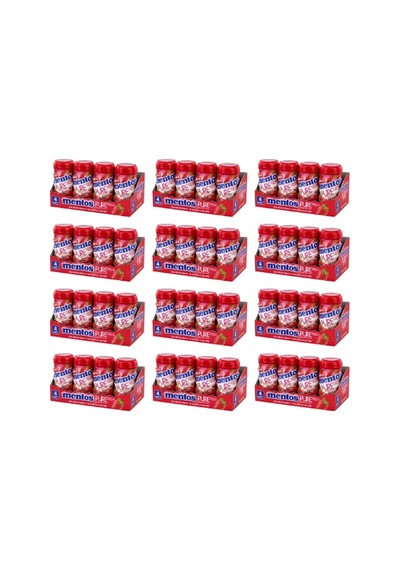 Mentos Pure Fresh Çilek Aromalı Şekersiz Tatlandırıcılı Draje Sakız 60 Gr X 4 Adet X 12 Adet-374