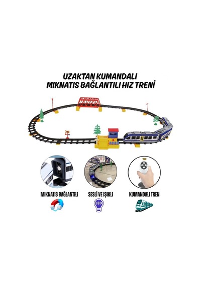 Uzaktan Kumandalı Mıknatıs Bağlantılı Hızlı Tren Seti - 49 Parça Sesli Ve Işıklı 264 Cm Raylı