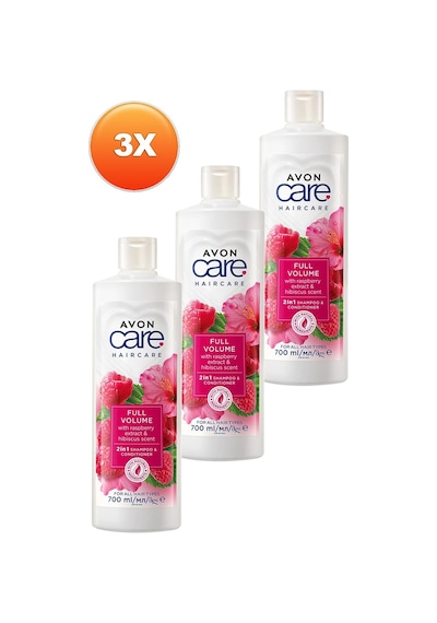 Avon Care Ahududu Ve Hibiscus Kokulu Şampuan Ve Saç Bakım Kremi 700 Ml. Üçlü Set