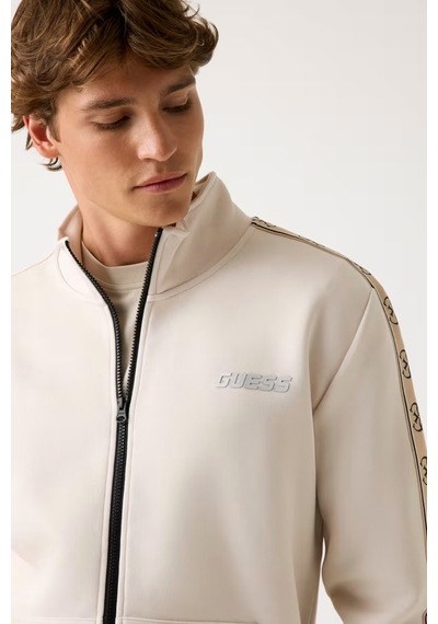 Guess Yan Logo Erkek Fermuarlı Sweatshirt Z2yq10kb3p2 Bej