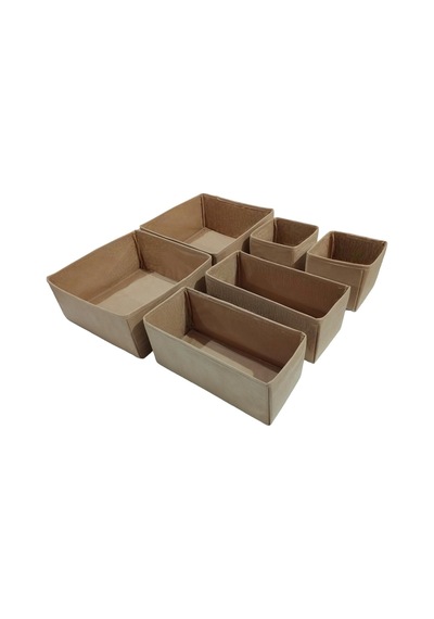 6'li Bej Çekmece İçi Düzenleyici Organizer Set - Çok Amaçlı Dolap İçi Kutu Seti Diğer