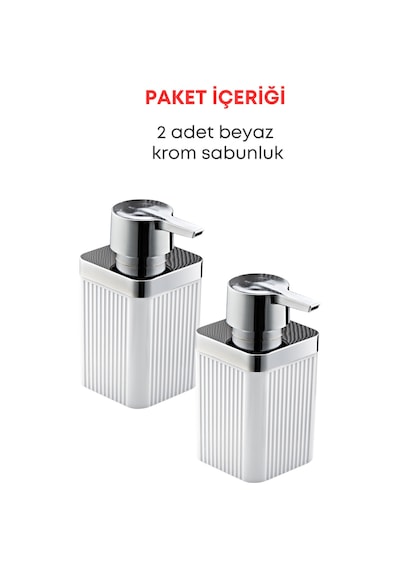 Grimorlife 2 Adet Akrilik Sıvı Sabunluk Mutfak Banyo Sabunluk Seti-beyaz- 400 Ml Cam Değildir Beyaz
