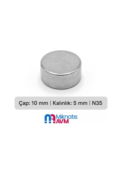 Ø10x5 Mm N35 Yuvarlak Neodyum Mıknatıs 20 Adet - Dolap Ve Kapak Tutucu Mıknatıs Avm