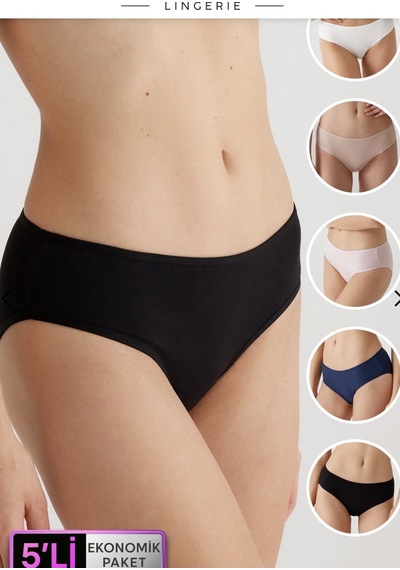 Pierre Cardin 5'li Ekonomik Paket 2056 Pamuklu Basic Slip Külot Siyah