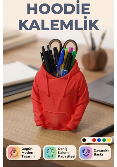 Hoodie Tasarımlı Dekoratif Kalemlik Kırmızı