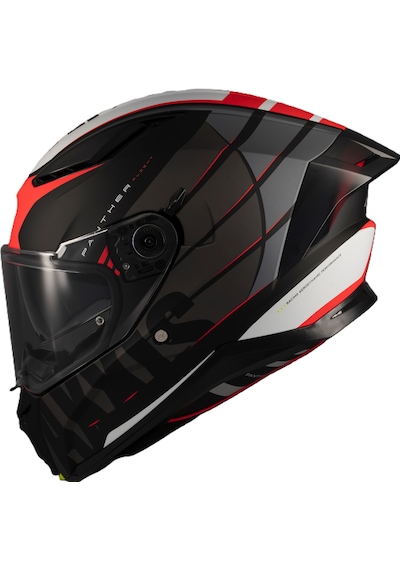 Axxis Panther Flight Kapalaı Kask Parlak Siyah Gri Kırmızı
