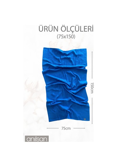 Plaj Havlusu %100 Pamuk 75x150 Desenli Mavi Mavi