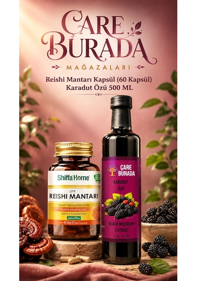 Shiffa Home Reishi Mantarı Kapsül 60 Kapsül + Karadut Özü 500 ML