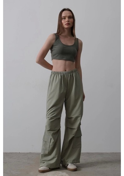 Defymoda Paraşüt Cargo Pantolon - Haki Haki