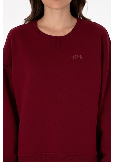 U.S. Polo Assn. Kadın Bordo Şardonlu Bisiklet Yaka Basic Sweatshırt 50313586-VR014
