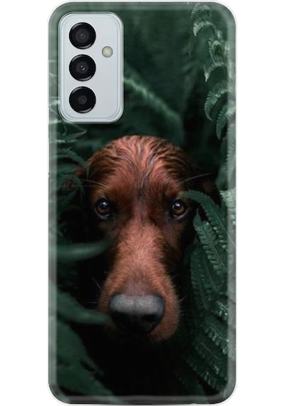 Samsung Uyumlu Galaxy M23 Kılıf Resimli Silikon Flowers Dog 1346